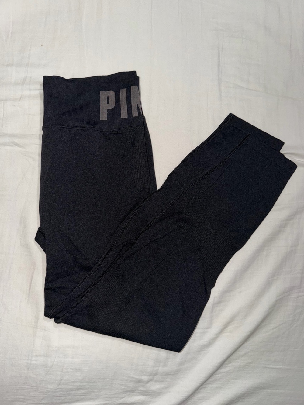 PINK High-Waist Black Leggings-Large